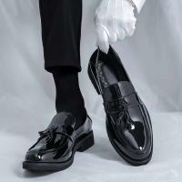 Nuevos zapatos casuales de cuero de lujo para hombres con patente de negocios brillantes, zapatos formales - details 8