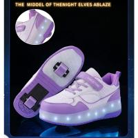 Zapatillas De Patinaje Con Luces LED Para Niñas Y Niños En Color Rosa Zapatos Con Ruedas Moda Infantil Tallas Para Edad 7-13 - details 3