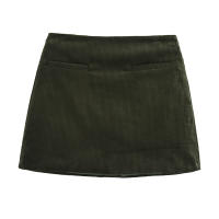 Minifalda Vintage de pana para mujer, falda acampanada de cintura alta, elegante e informal para oficina, Otoño e Invierno - details 0