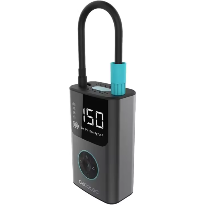Portátil Air Max Compresor de Aire Eléctrico Inflador e Hinchador 150 PSI, Doble Batería 7.4V y 2000mAh, Luz LED, Pantalla LCD, Apto para Coche, Moto, Bicicleta, Patinete y Balones - 1