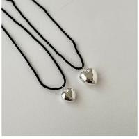 Collar Colgante Corazón de Plata, Negro de una sola cadena, Collares de Mujer, Collares de Cuello y Punto, Joyería y Bisutería - details 9