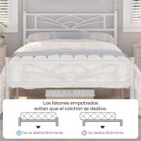 Cama Individual con Espacio Bajo Marco Metal Altura 32 cm Cama Individual con Cabecera para Colchón de 90 x 190 cm Blanco - details 13