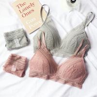 Nueva ropa interior de 4 colores para mujer, Bralette ultrafino sin aros francés, copa triangular de encaje Sexy, conjunto de sujetador de realce, sujetador y bragas de algodón - details 10