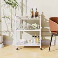 Carrito de Servicio de Bar de 3 Niveles, Carro de Bebidas con Ruedas y Estantes, Carrito de Bar rodante para Cocina Hogar Salón, Marrón Rústico y Negro - details 20
