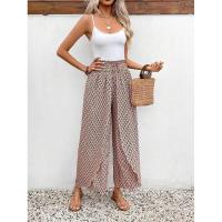 Pantalones de pierna ancha para mujer en verano Chic Moda elegante con cintura elástica y diseño floral - details 14