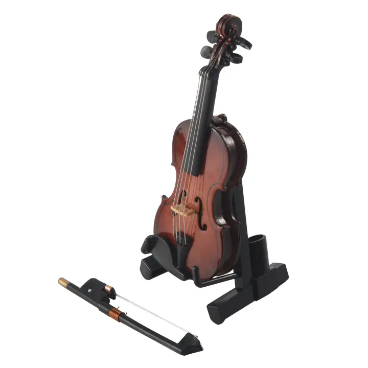 Réplica de instrumento de música de violín en miniatura con estuche, 8x3cm, regalos - 1