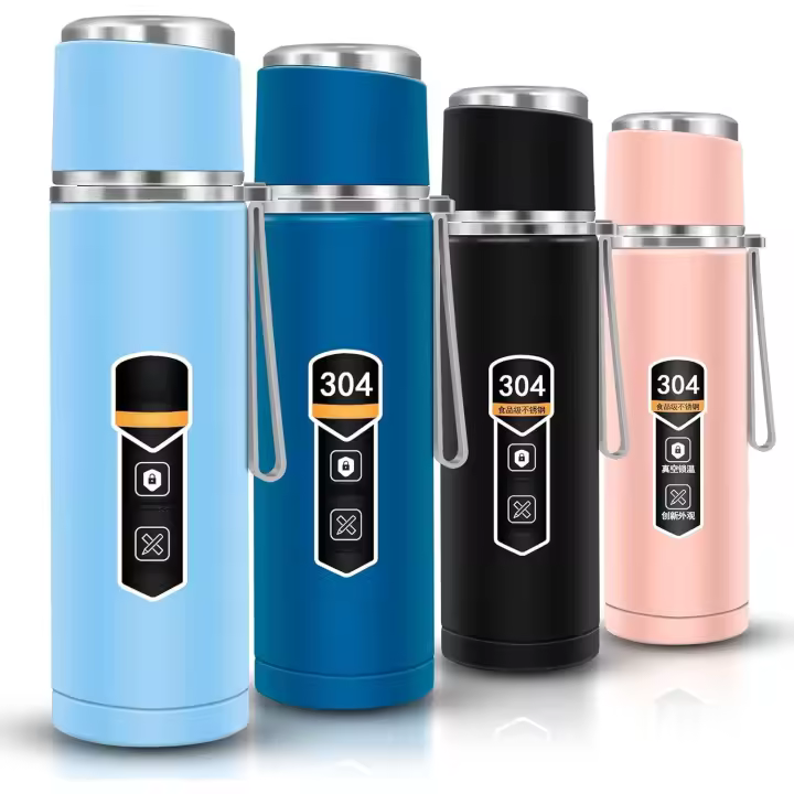 Termo de acero inoxidable de doble capa, botella para bebidas frías y calientes (azul) - 1