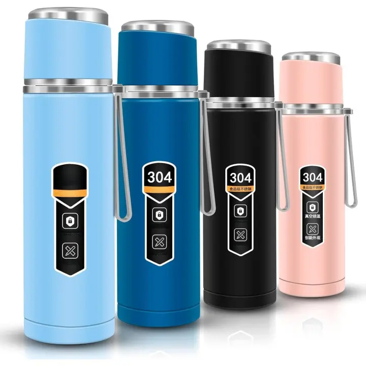 Termo de acero inoxidable de doble capa, botella para bebidas frías y calientes (azul) - 1