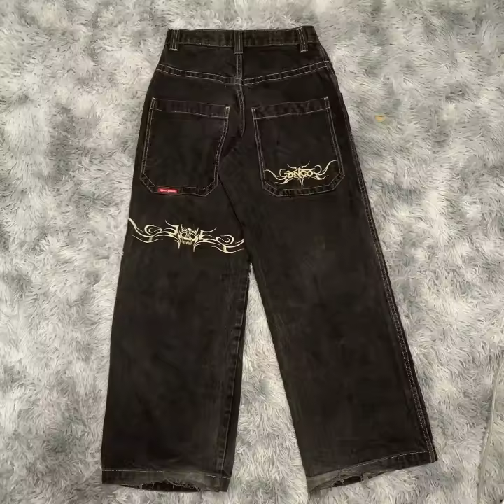 Vaqueros sueltos, estampados vintage para hombre, ropa de calle hip hop gótica, pantalones informales Harajuku para hombre - 1