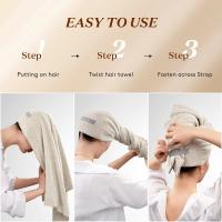 Toalla de microfibra extra grande para el cabello Secado rápido con banda elástica - details 4