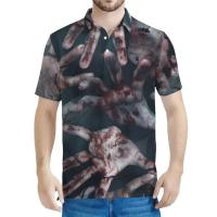 Polo con estampado 3D de dibujos animados de zombies para hombre, top Haruku de manga corta con cuello y botones, Eye of the Brain, verano - details 11