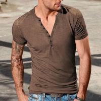 Camiseta de algodón para hombre, camisa de manga corta con cuello Henley, informal, talla grande, primavera, verano, negro, blanco, gris, 3xl, 2xl - details 3