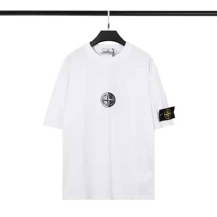 Camiseta de verano, camiseta de moda de manga corta para hombre bordada Stone Island, camiseta de manga corta de moda de alta calidad - 1
