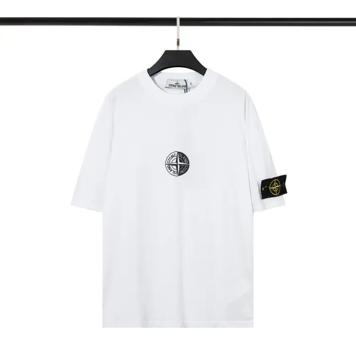 Camiseta de verano, camiseta de moda de manga corta para hombre bordada Stone Island, camiseta de manga corta de moda de alta calidad - 1