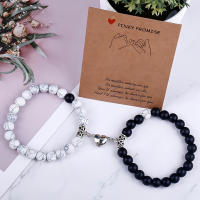 2 unids/set de pulseras de pareja con cuentas de piedra Natural, imán de corazón, atracción para mujeres y hombres, pulsera Simple de relación de amor, joyería - details 3