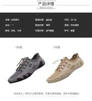 Sandalias planas huecas de malla de moda para exteriores, zapatos deportivos informales de cuero para hombre - details 4