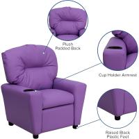 Chandler de Vinilo para niños reclinable con portavasos y reclinable de Seguridad, Silla reclinable contemporánea para niños, admite hasta 90 lbs, Beige - details 21