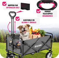 Carro Plegable para Jardín, Carro Transporte en Acero, Carrito Playa con Asa Telescópica, Carretilla Jardín con Lona Extraíble, Carro Camping Multiuso con Bolsa Transporte, Carga 80 kg, Negro - details 19