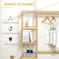 Armario de Bambú Burro con 4 Niveles Barra Inferior y Lateral para Ropa, Bolsas, Dormitorio - details 3