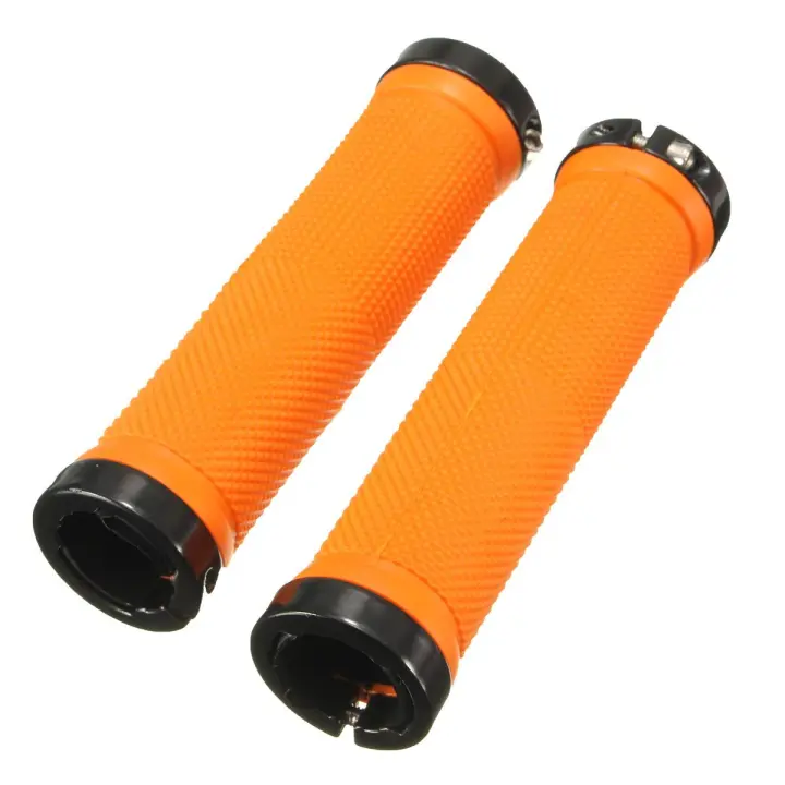 1 par de empuñaduras de manillar de bicicleta MTB BMX, color naranja - 1