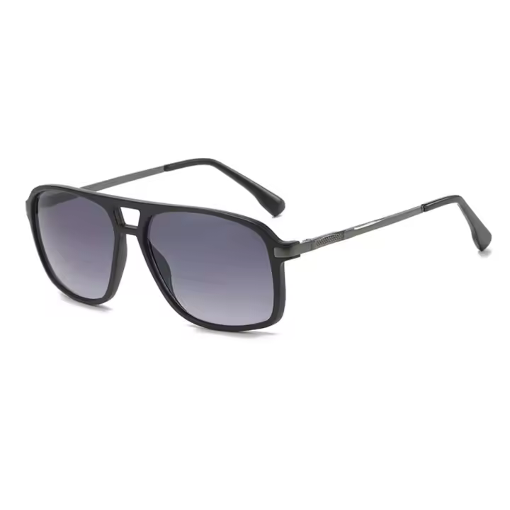Gafas de sol de lectura bifocales, lentes grises de gran tamaño, doble puente, cómodas, protección UV + 0,75 A + 4, TR90 - 1