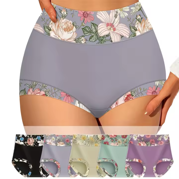 Talla regular Cintura alta para mujer Talla regular Breifs florales estampados Sexy moldeador de cadera, múltiples estilos y múltiples trajes - 1
