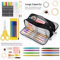 Estuche Escolar Con 3 Compartimentos, Estuche Escolar De gran Capacidad, Estuche De lápices Organizador Para Maquillaje - details 3