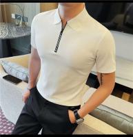 Polo de manga corta bordado de malla transpirable de verano para hombre, camiseta informal de negocios con solapa y media cremallera, - details 6