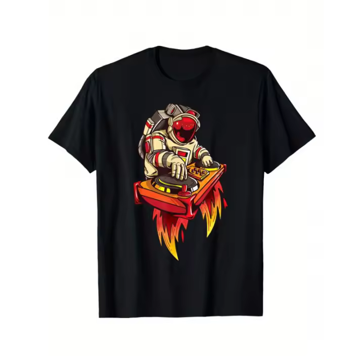 Camiseta de Música Rock Electrónica Talla Normal, 100% Algodón, Tejido Universal para Todas las Estaciones, Transpirable y Cómoda, Ideal para Salir, Ocio, Fiestas, Deportes y Regalos Navideños - 1
