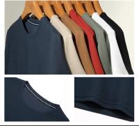 Polo de manga corta para hombre, camiseta de manga corta de algodón con cuello redondo y empalme a la moda de Polot liso con gofres, para uso diario - details 2