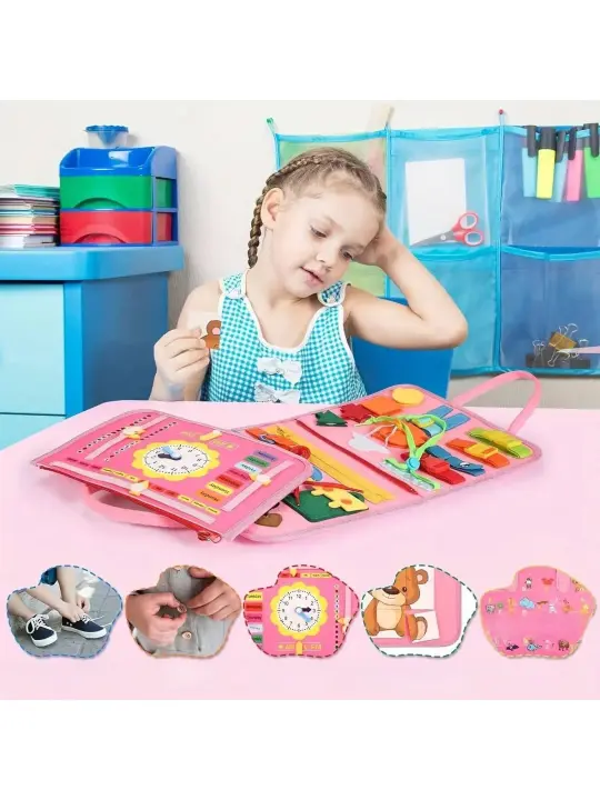 Libro De Actividades Montessori Para Viaje Juguete Educativo De Tela Sensorial Libro Ocupado Para Aprendizaje Infantil 3-6 Años - 1