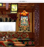 Manjusri Bodhisattva Thangka Xizang pintura colgante pintada a mano artículos tibetanos interior de gran tamaño 120cm de alto - details 1