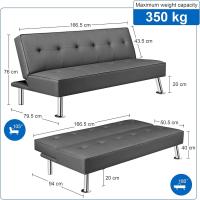 Sofá Cama Plegable de 3 Plazas Tapizado de Piel Sintética Tamaño 166.5 X94 cm Capacidad 350 KG - details 11