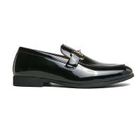 Zapatos de vestir negros para hombre, conducción plana cómoda, oficina de negocios, hebilla de metal, zapatos casuales de cuero con patrón de cocodrilo - details 12