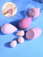 Juego de 7 esponjas de maquillaje de doble uso, secas y húmedas, no contiene excrementos, similar a un huevo para el rostro. - details 7