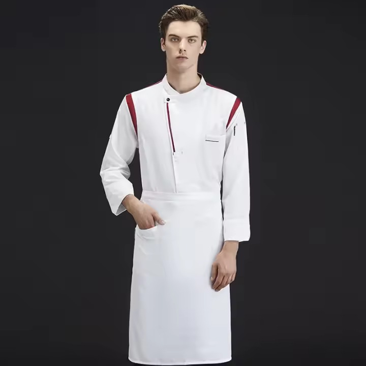 Uniforme de Chef de manga larga, ropa de otoño e invierno, ropa de trabajo de cocina para comedor de Hotel para hombre, cocina, restaurante, cafetería, Chef W - 1