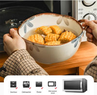 Cuenco de cerámica para Fideos para el hogar, cuenco de sopa con asa, ensalada, Pasta, vajilla de cocina, horno microondas, 1700ml - details 4