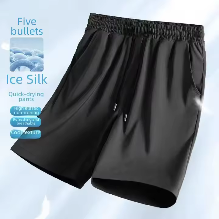 Pantalones cortos de seda de hielo a la moda, novedad de verano 2024, pantalones cortos Ins de cinco minutos para hombres y mujeres, pantalones casuales, tecnología de cinco protecciones - 1