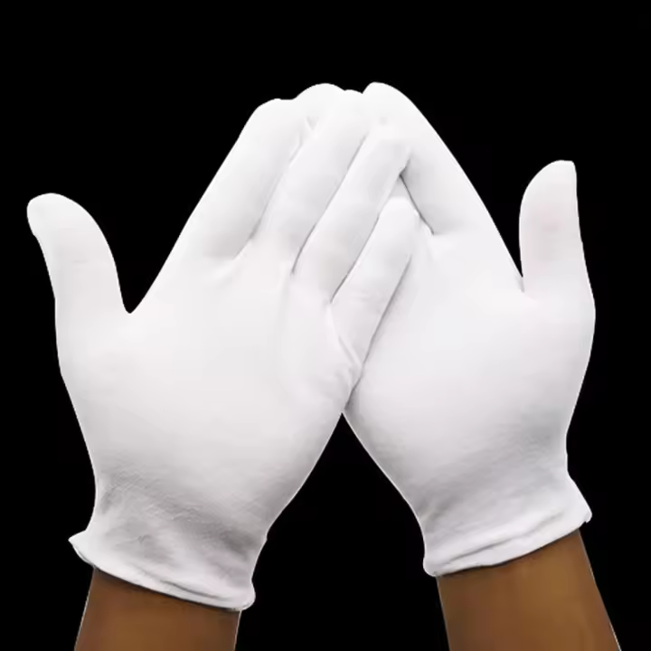 2 pares de guantes de joyería con dedos completos, guantes blancos de algodón con absorción de sudor, estilo clásico elegante - 1