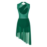 Elegante Traje de Patinaje de Hielo para Mujeres Leotardo de Ballet de Malla Transparente sin Mangas Traje de Baile Lírico Contemporáneo - details 82