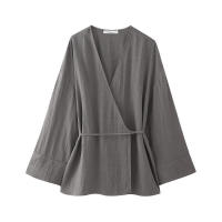 Conjunto de moda para mujer, camisetas holgadas con cordones y pantalones elásticos de cintura alta - details 5