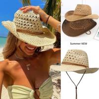 Vintage Western Cowboy Sun hombres mujeres paja viajes al aire libre estilo étnico regalo protección UV gorra Chapeau playa sombrero - details 0