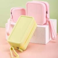 Morandi Color bolsa de cosméticos de silicona rectangular de gran capacidad bolsa de almacenamiento multifunción soporte para brochas de maquillaje monedero - details 4