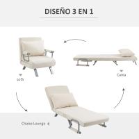 Sofá Cama Plegable Tapizado de Ante Sintético Respaldar Ajustable 5 Niveles 2 Almohadas Acolchadas - details 13