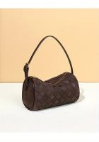 Bolso de mano tejido a mano - Multicolor (café/marrón claro/gris) Bolso de hombro compacto con cierre de cremallera para mujer, teléfono y artículos esenciales, diseño duradero y elegante - details 0