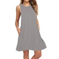 Vestido informal de verano para mujer, ropa playera, plisada, lisa, con bolsillos - details 10
