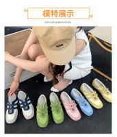 Zapatos de ballet de velcro con correa Estilo casual para mujeres Novedad en zapatos amarillos de satén 2025 - details 1