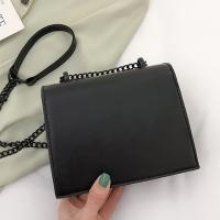 Mini bolso cuadrado inspirado en diseñadores, con cadena de metal, color sólido, cierre de cremallera, forro de poliéster, detalle de pintura en los bordes, tema de ocasión versátil - details 3