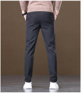 Pantalones de pie pequeño ajustados occidentales informales a rayas de primavera y otoño para hombre - details 3