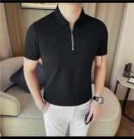Polo de manga corta bordado de malla transpirable de verano para hombre, camiseta informal de negocios con solapa y media cremallera, - details 14